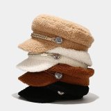 Autumn Winter Women Fashion Lambswool Warm Flat Top Hats JM1425