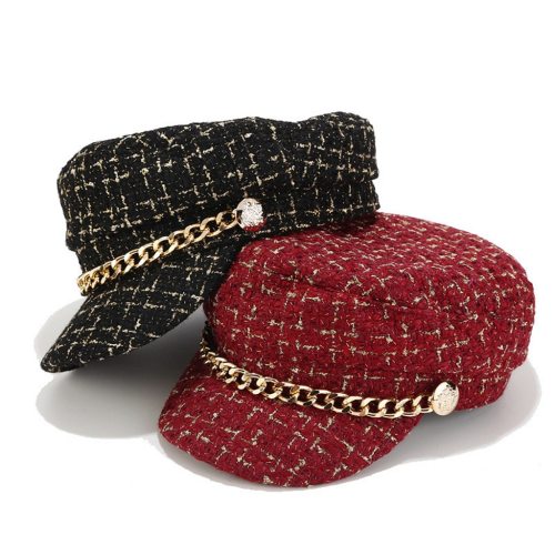 New Solid Chain Belt Streetwear Fashion Women Hats JM1223