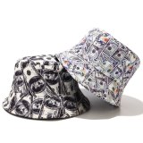 New Dollar Print Reversible Bucket Fisherman Hats YFM52334