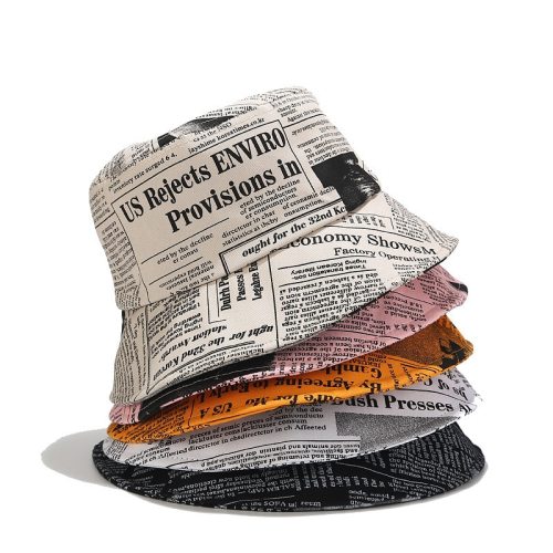 Unisex Summer Ins Bucket New Design Newspaper Printed Hats YFM67788
