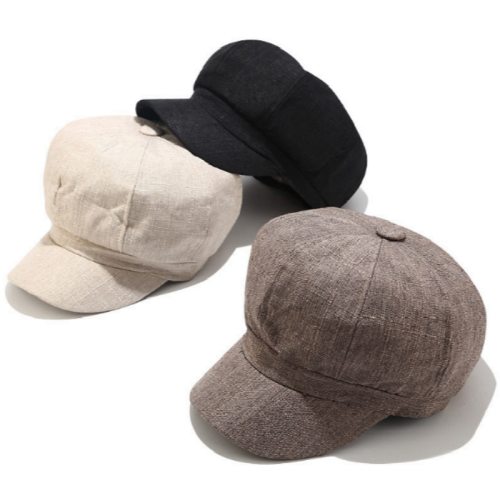 Breathable Cotton Linen Summer Painter Solid Vintage Beret Hats BJM12