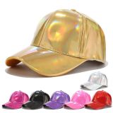 Women Men Faux Leather Baseball Rainbow Reflective Hip Hop Hats BQM33849