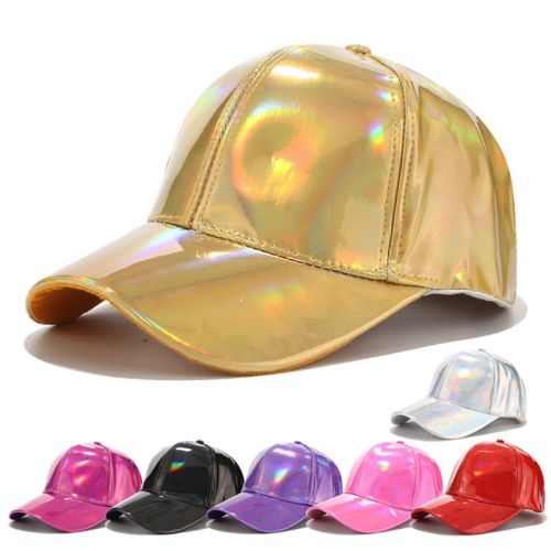 Women Men Faux Leather Baseball Rainbow Reflective Hip Hop Hats BQM33849