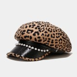 Women Fashion Leopard Ladies Casual Outdoor Streetwear Beret Hats BJM4657
