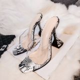 Women Transparent PVC Jelly Sandals Slides Open Toe Party High Heels 368-1021
