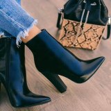 Women's High Heels Patent Leather Zipper Boots 7212-12