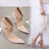 Summer New Stretch Fabric Shoes Woman Heeled Sandals Slides 1668-a12