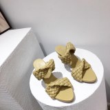 Leather Braided High Heel Sandals Women Runway Slippers Slides 16689-12