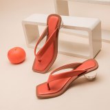 Summer Flip Flops Slippers Clear Transparent Med Heel Slides 3689-23