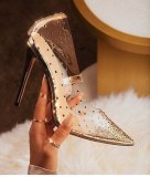Summer Slides for Women Point Drill Pointed Toe High Heel Sandals 90910-34