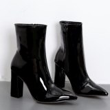 Fashion Women Patent Leather Ankle Boots Thin Heels 99910-23