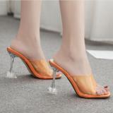 Women Sandals PVC Thin Heels High Heels Slides 3601-23