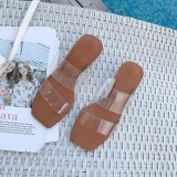 Women Sandals Summer Transparent Sexy PVC Clear Slippers Heels Slides 3689-12