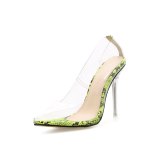 Transparent PVC Women Sandals Shoes Snake Pattern High Heels 128-2738