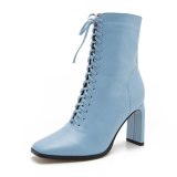 Women Leather Boots Fashion High Heels 20212-12