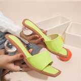 Clear Crystal Round Ball Heels Slippers Slides 3689-34