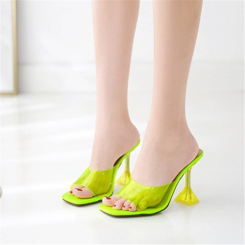 Summer Women's Sandals Slippers Clear Heels Slides 9723-12