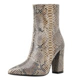 Fashion Snake Print Women Pointed Toe High Heels Boots 3312-23