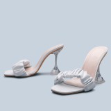 Square Toe Women Slipper Summer Mules Sandals High Heel Slides 636-2536