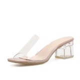 PVC Jelly Crystal Slippers Slides Open Toed High Heels 81189-56