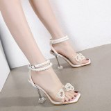 Women Gladiator Sandals Sexy White String Butterfly High Heels Slides 975910-67