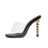 Fashion Women Comfortable Transparent High-heeled Slide Sandals 636-2637