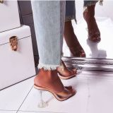 Women Sandals PVC Thin Heels High Heels Slides 3601-23