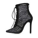 Women Ankle Boots Lace Sexy Mesh High Heels 28067-910
