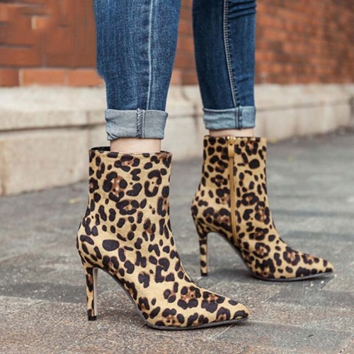 Women Pointed Toe High Heels Zipper Boots 8801-1122