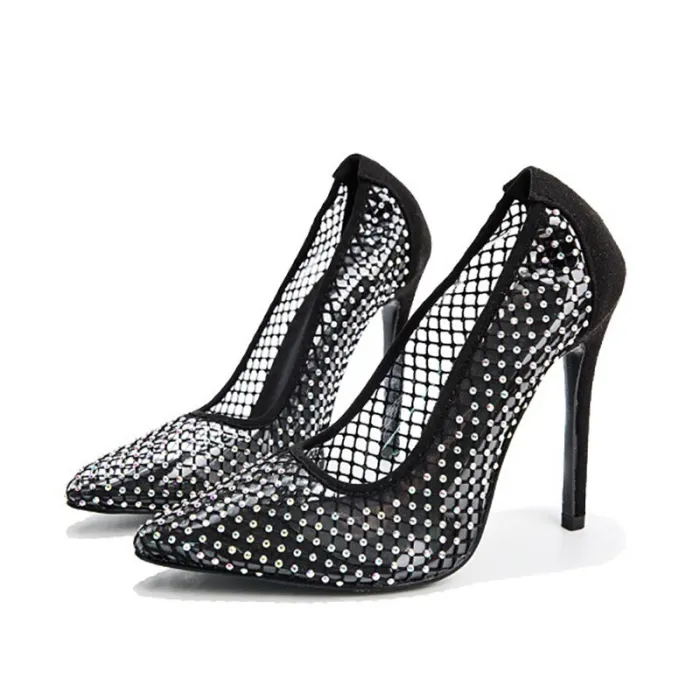 \Women Pumps Rhinestones Shiny Diamond Pointed Toe Heels 128-29310