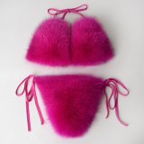 Real Fox Fur Slippers Women Sandals Sexy Swimsuit Underwear 2020N00112