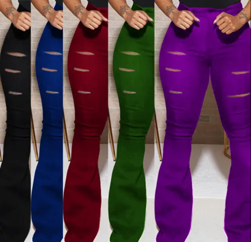 Women High Waist Hollow Out Floor Length Pants 280089-23