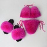 Real Fox Fur Slippers Women Sandals Sexy Swimsuit Underwear 2020N00112