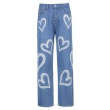 High Waist Women's Jeans Patchwork Denim Long Pants XP89434W01J
