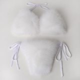 Real Fox Fur Slippers Women Sandals Sexy Swimsuit Underwear 2020N00112