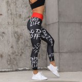 Fashion Women Letters Print Leggings High Waist Yoga Pants 600617