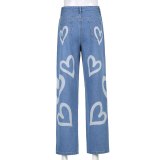High Waist Women's Jeans Patchwork Denim Long Pants XP89434W01J