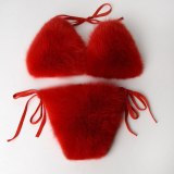 Real Fox Fur Slippers Women Sandals Sexy Swimsuit Underwear 2020N00112