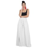 Women Fashion High Waist Pants Wide Leg Irregular Long Pant Trousers G015566