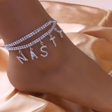 Letter NASTY Anklet Bracelet Rhinestone Chain Anklets SHJL18899