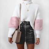 Women A-Line PU Leather Skirt Fall Winter Skirts WD0859610