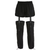 Women Fashion Hollow Out High Waist Trousers Straight Black Pants P2851W0718