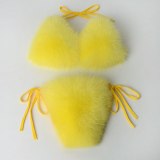 Real Fox Fur Slippers Women Sandals Sexy Swimsuit Underwear 2020N00112