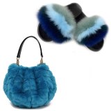 Women Fur Slides Fox Fur Slippers Female Handbags