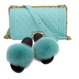 Fur Slides Women Fox Fur Slippers Matte Colorful Jelly Bags 261223