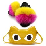Children's Home Slippers Fox Fur Slides Fashion Cute Transparent Jelly Bags 11627