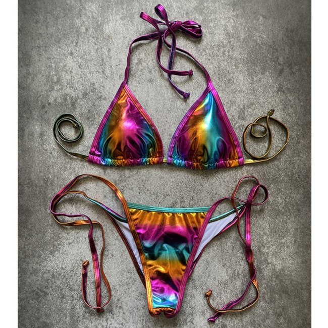 Stamping Gold Swimsuit Female Swimwear Gradient Multicolors Sexy Bikinis M900213T