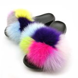 Winter Slippers Women Real Fox Fur Slides