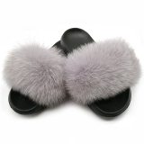 Winter Slippers Women Real Fox Fur Slides