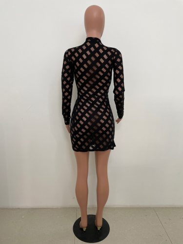 Women Sexy Long Sleeve High Split Mini Nightclub Dresses CY890415